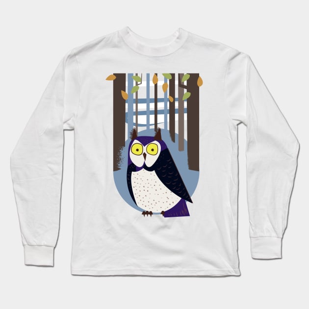 Owl in the Woodland Long Sleeve T-Shirt by nickemporium1